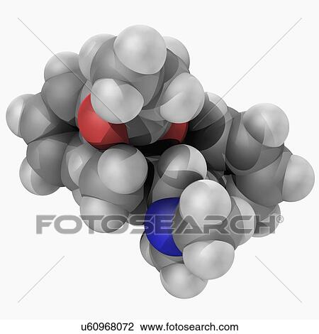Drawing - Dextropropoxyphene drug molecule. Fotosearch