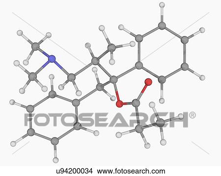 Stock Illustration - Dextropropoxyphene drug molecule. Fotosearch
