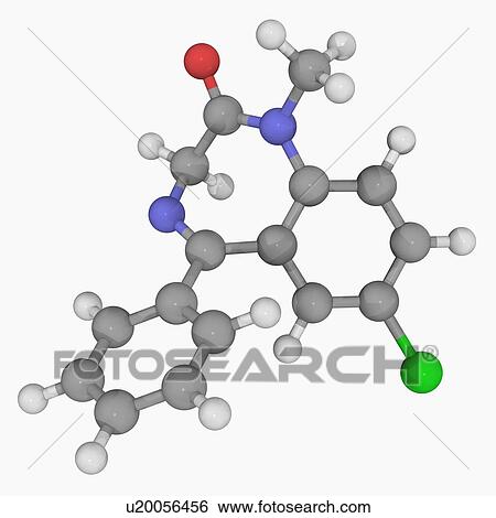 Stock Illustration - Diazepam drug molecule. Fotosearch