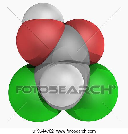 Drawing - Dichloroacetic acid DCA molecule. Fotosearch