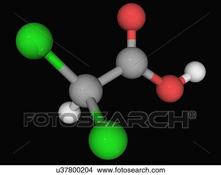 Stock Illustration - Dichloroacetic acid DCA molecule. Fotosearch