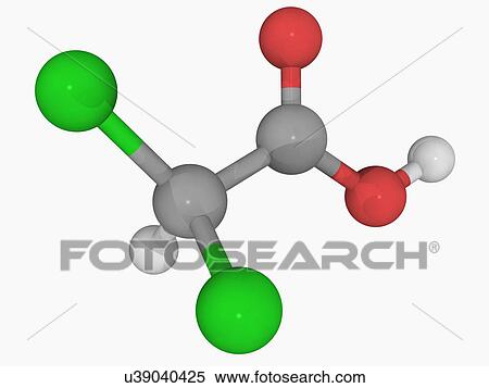 Stock Illustration - Dichloroacetic acid DCA molecule. Fotosearch