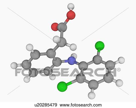 Stock Illustration - Diclofenac drug molecule. Fotosearch