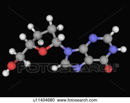Clipart - Didanosine drug molecule. Fotosearch