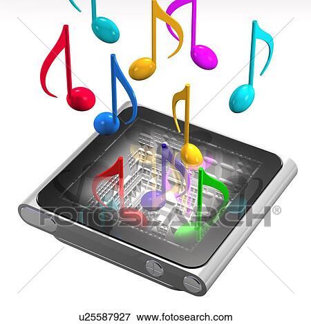 Stock Illustration - Digital music player, artwork. Fotosearch