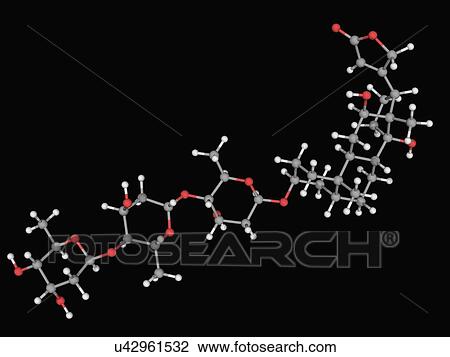 Digoxin drug molecule View Large Illustration Drawing - Digoxin drug molecule. Fotosearch