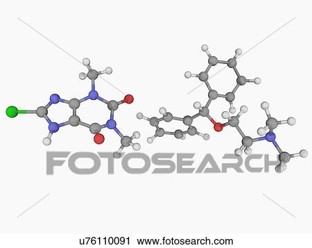 Clip Art - Dimenhydrinate drug molecule. Fotosearch