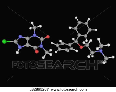 Dimenhydrinate drug molecule View Large Illustration Stock Illustration - Dimenhydrinate drug molecule. Fotosearch