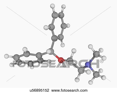 Drawing - Diphenhydramine drug molecule. Fotosearch