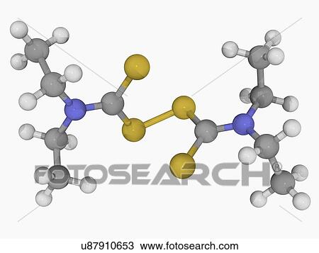 Drawing - Disulfiram drug molecule. Fotosearch