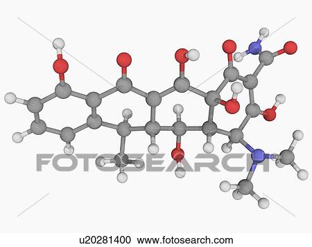 Clipart - Doxycycline drug molecule. Fotosearch