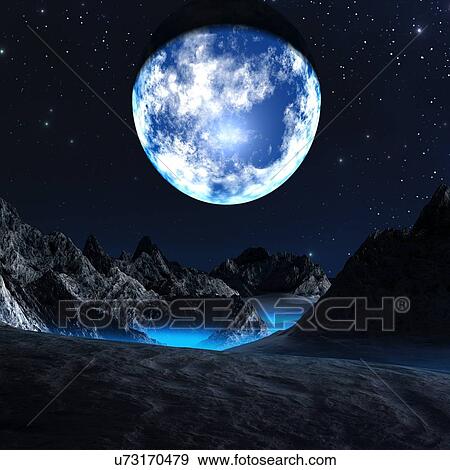 Stock Illustration - Earth-like alien planet, artwork. Fotosearch