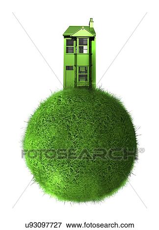 Stock Illustration - Eco-friendly house, conceptual artwork. Fotosearch