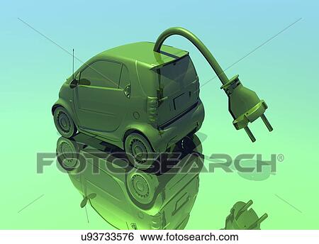 Stock Illustration - Electric car, conceptual artwork. Fotosearch
