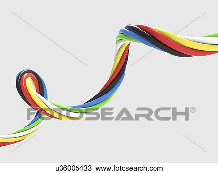 Drawing - Electrical cable, artwork. Fotosearch