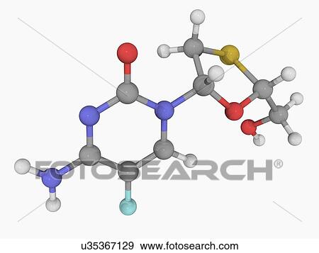 Stock Illustration - Emtricitabine drug molecule. Fotosearch