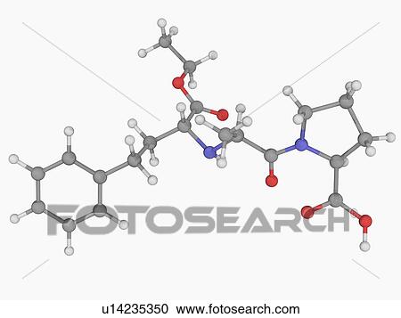 Clipart - Enalapril drug molecule. Fotosearch