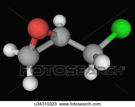 Drawing - Epichlorhydrin molecule. Fotosearch