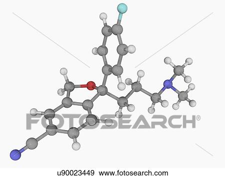 Stock Illustration - Escitalopram drug molecule. Fotosearch