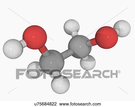 Drawing - Ethylene glycol molecule. Fotosearch