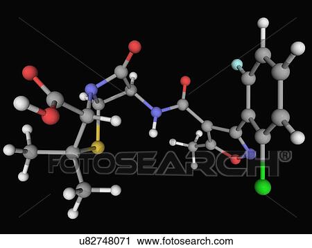 Floxacillin antibiotic molecule View Large Illustration Clip Art - Floxacillin antibiotic molecule. Fotosearch
