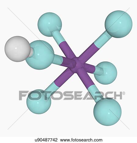 Drawing - Fluoroantimonic acid molecule. Fotosearch
