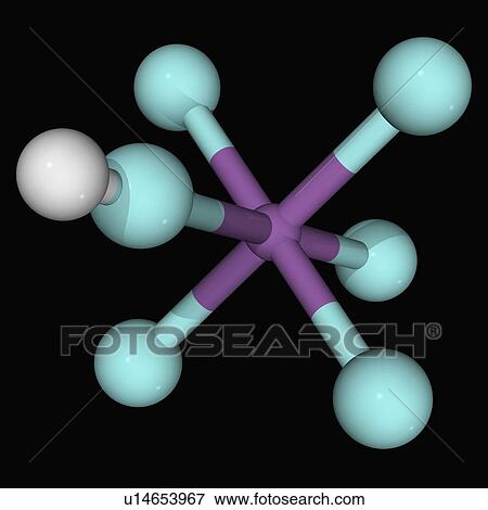 Stock Illustration - Fluoroantimonic acid molecule. Fotosearch