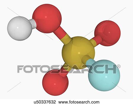 Drawing - Fluorosulfuric acid molecule. Fotosearch