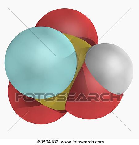 Drawing - Fluorosulfuric acid molecule. Fotosearch