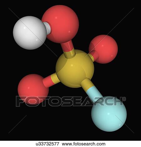 Stock Illustration - Fluorosulfuric acid molecule. Fotosearch