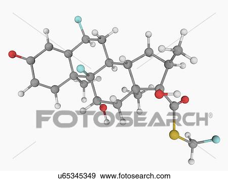 Stock Illustration - Fluticasone hormone molecule. Fotosearch