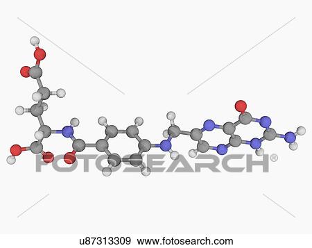 Stock Illustration - Folic acid vitamin B9 molecule. Fotosearch