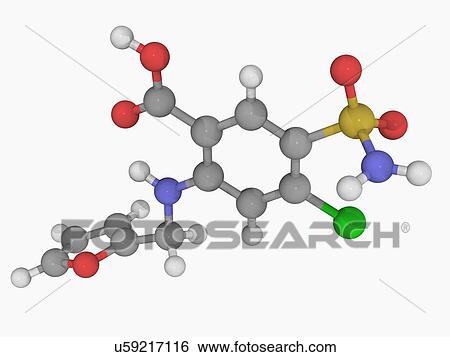 Stock Illustration - Furosemide drug molecule. Fotosearch