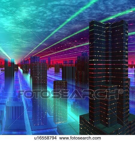 Futuristic city, conceptual artwork View Large Illustration Stock Illustration - Futuristic city, conceptual artwork. Fotosearch