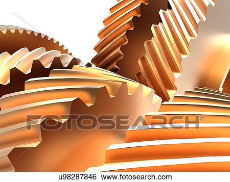 Stock Illustration - Gear wheels, artwork. Fotosearch