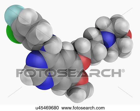 Clipart - Gefitinib drug molecule. Fotosearch