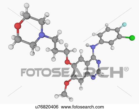 Gefitinib drug molecule View Large Illustration Stock Illustration - Gefitinib drug molecule. Fotosearch