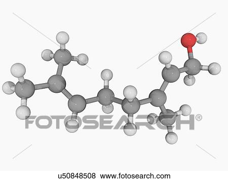 Stock Illustration - Geraniol molecule. Fotosearch