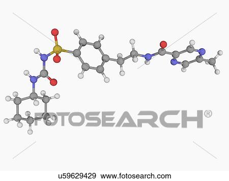 Stock Illustration - Glipizide drug molecule. Fotosearch