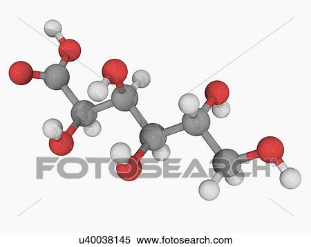 Stock Illustration - Gluconic acid molecule. Fotosearch