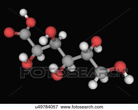 Stock Illustration - Gluconic acid molecule. Fotosearch