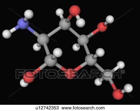 Drawing - Glucosamine molecule. Fotosearch