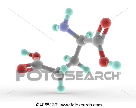 Stock Illustration - Glutamic acid molecule. Fotosearch