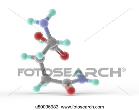 Drawing - Glutamine molecule. Fotosearch