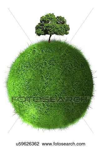 Drawing - Green planet, conceptual artwork. Fotosearch