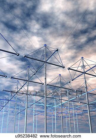 Drawing - HAARP antenna array, artwork. Fotosearch