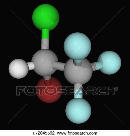 Drawing - Halothane drug molecule. Fotosearch