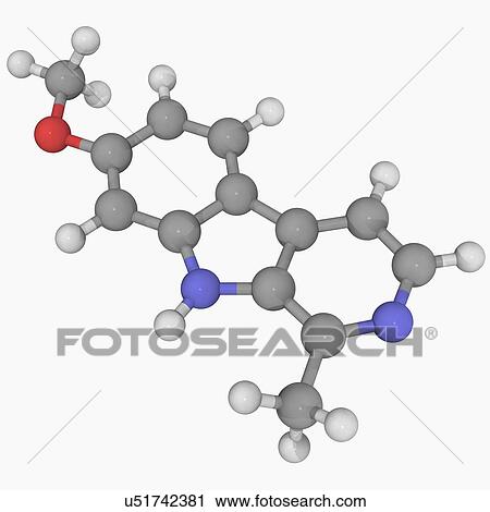 Clip Art - Harmine drug molecule. Fotosearch