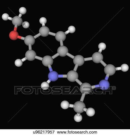 Stock Illustration - Harmine drug molecule. Fotosearch