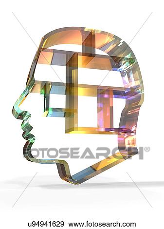 Head profile with brain compartments View Large Illustration Stock Illustration - Head profile with brain compartments. Fotosearch